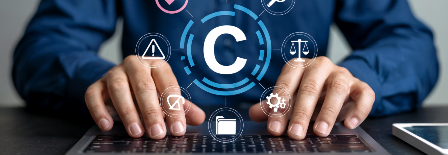man on keyboard with graphic overlay
