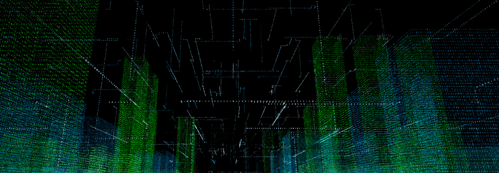 Dark screen, green coding